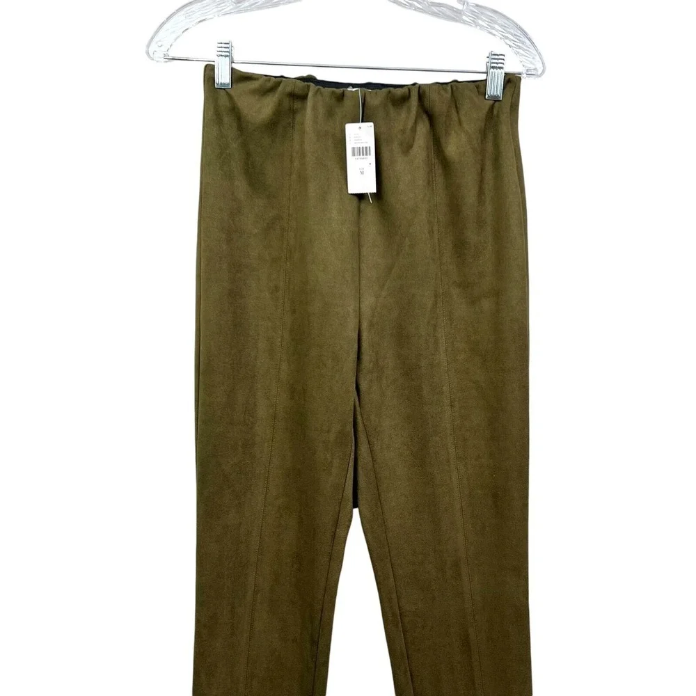 Avec Les Filles Anthropologie Womens Pants Vegan Suede Elastic Waist Green Sz M*